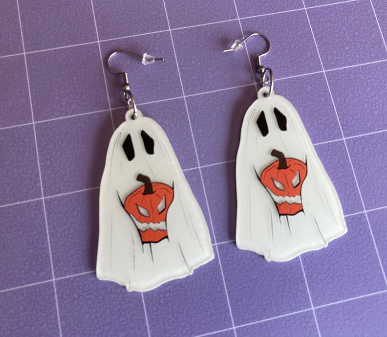 Jack-o'-Lantern Glow-in-the-Dark Ghost Earrings From Etsy