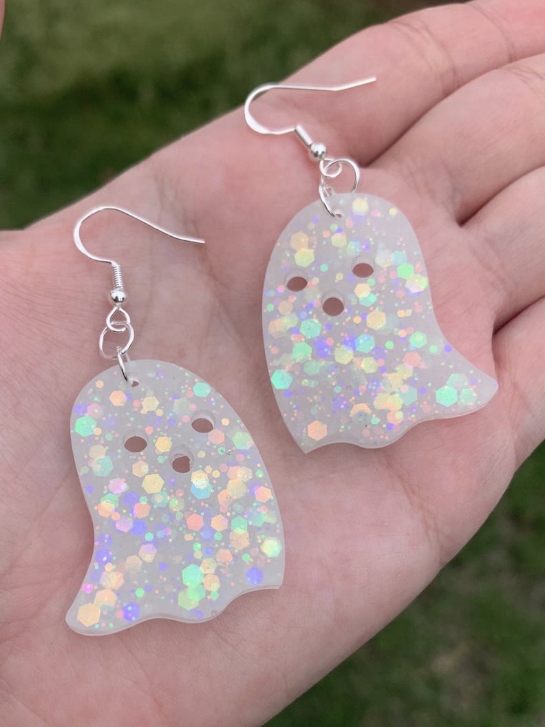 Sequin Glow-in-the-Dark Ghost Earrings From Etsy