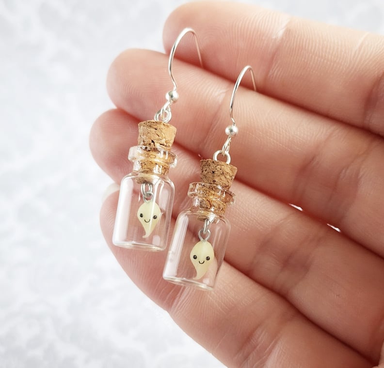 Ghost in a Bottle Glow-in-the-Dark Ghost Earrings From Etsy